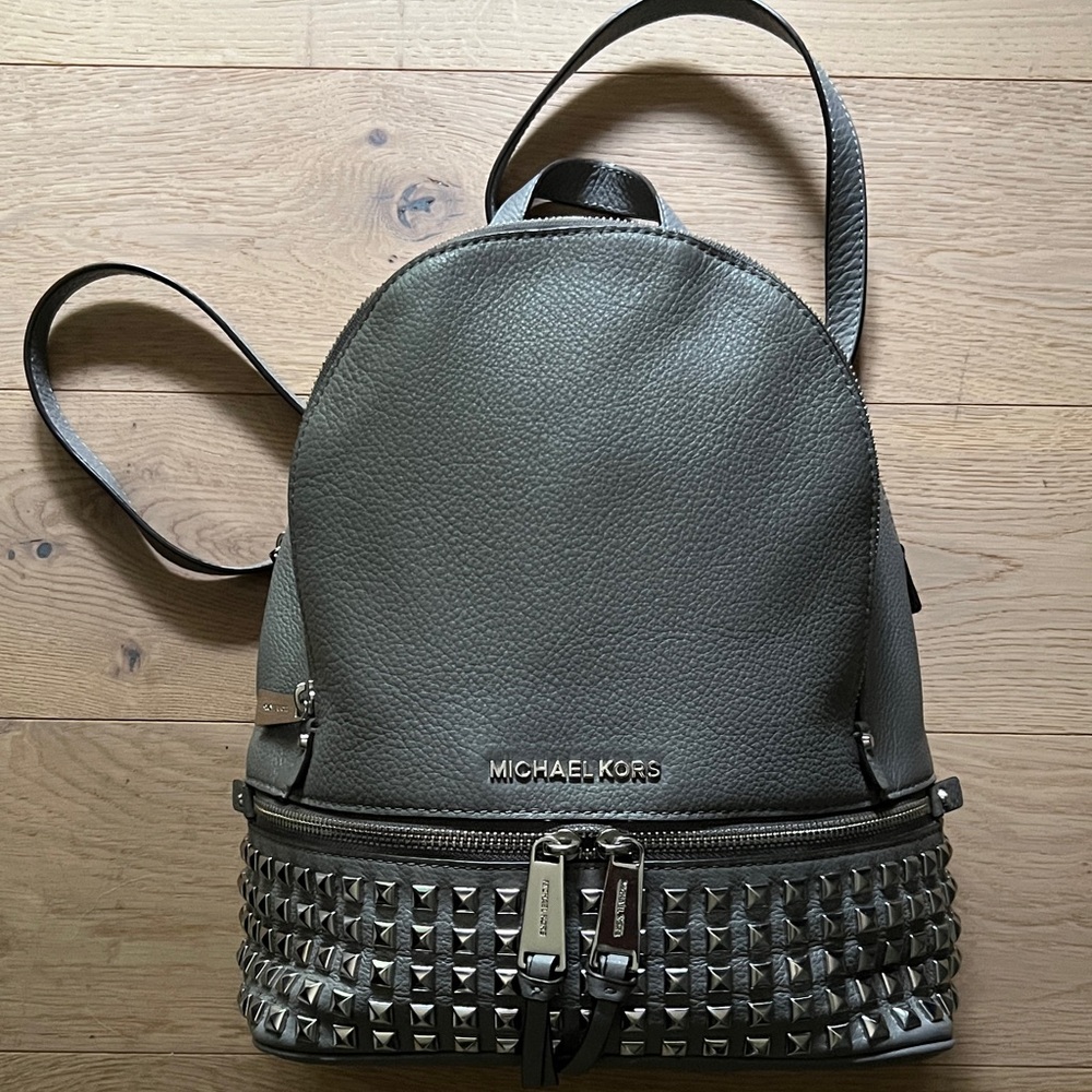 Michael Kors Gray Studded Backpack